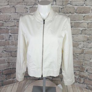 Aritzia Babaton Cotton Bomber Jacket Full Zip Cream Size Small Luxe